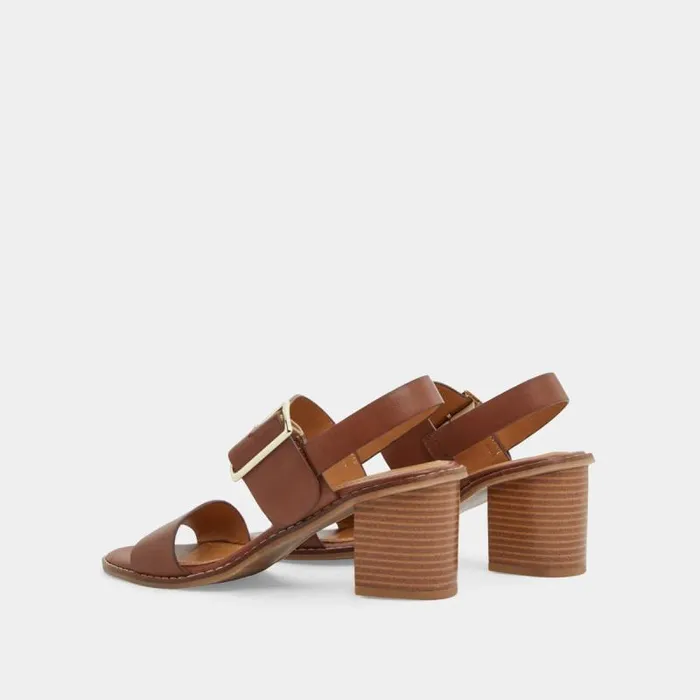 Women Heeled Sandals With Thick Straps Cognac JONAK Sandals