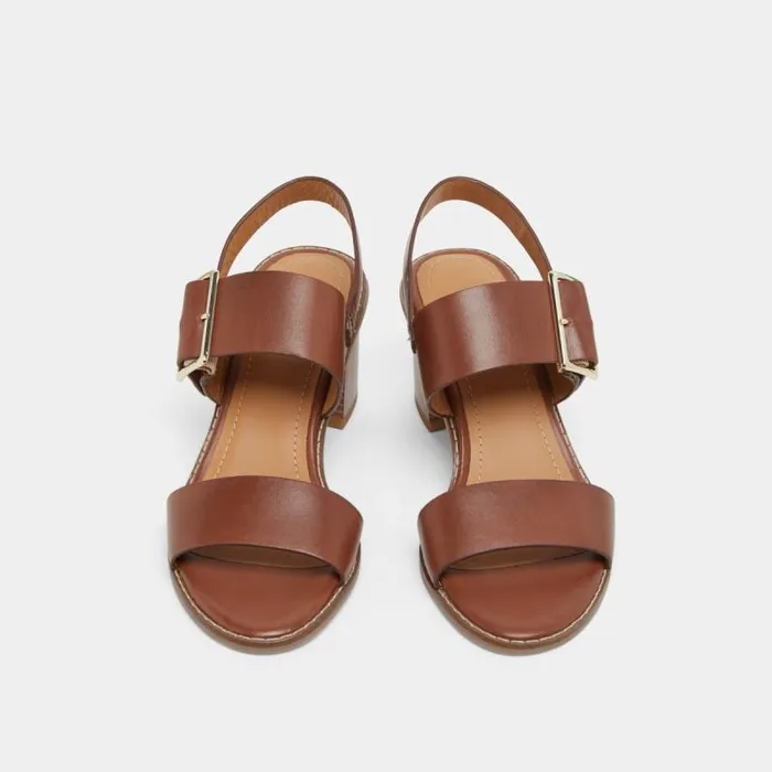 Women Heeled Sandals With Thick Straps Cognac JONAK Sandals