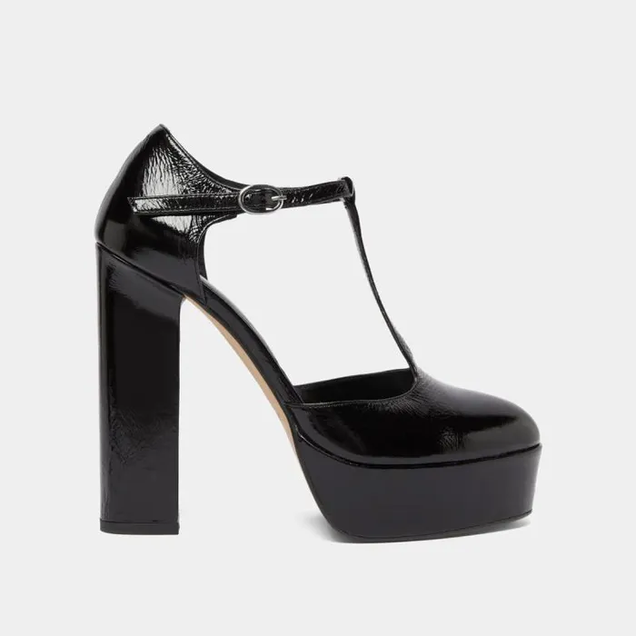 Women Heeled Tbar Black JONAK Babies Saloms