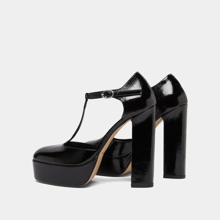 Women Heeled Tbar Black JONAK Babies Saloms