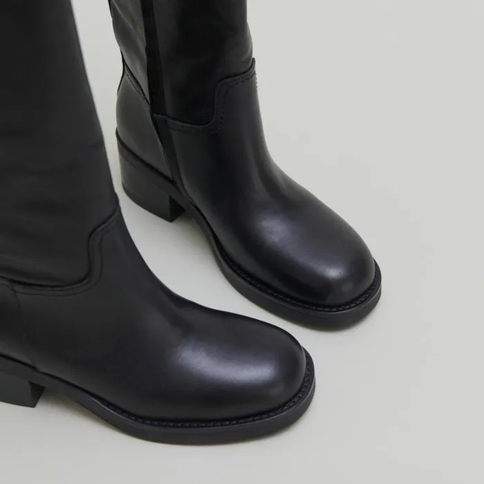 Women High Boots With Buckles Black JONAK Boots Thighhigh Boots