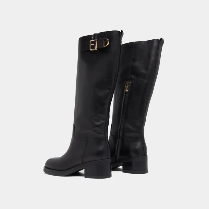 Women High Boots With Buckles Black JONAK Boots Thighhigh Boots