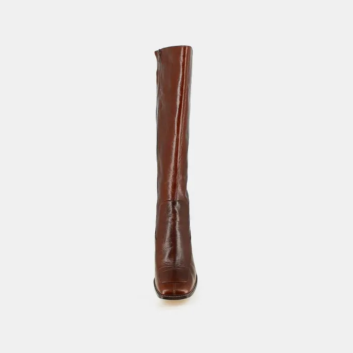 Women High Boots With Square Toes Brown JONAK Boots Thighhigh Boots