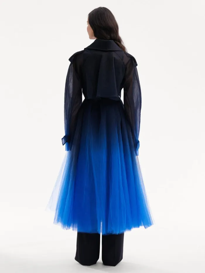 Women Jackets and Coats Oscar De La Renta Ombr Tulle Opera Coat Purple Ombre