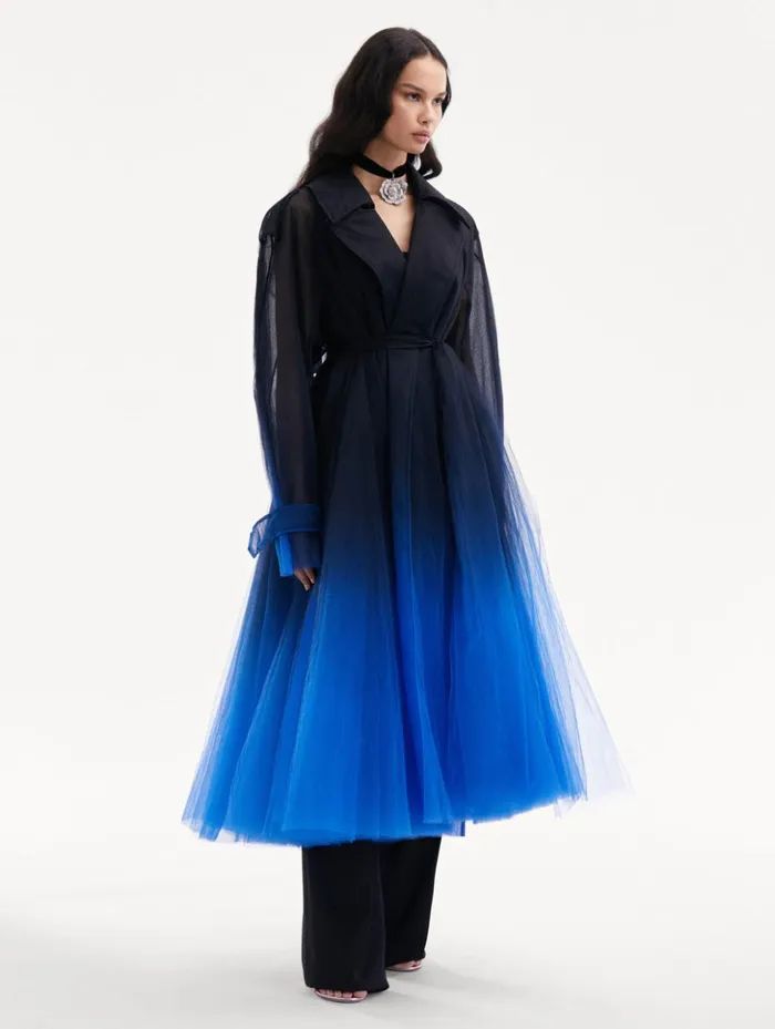 Women Jackets and Coats Oscar De La Renta Ombr Tulle Opera Coat Purple Ombre