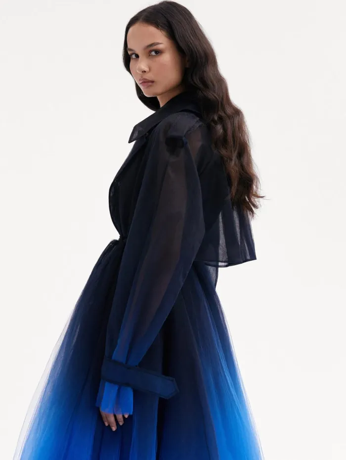 Women Jackets and Coats Oscar De La Renta Ombr Tulle Opera Coat Purple Ombre