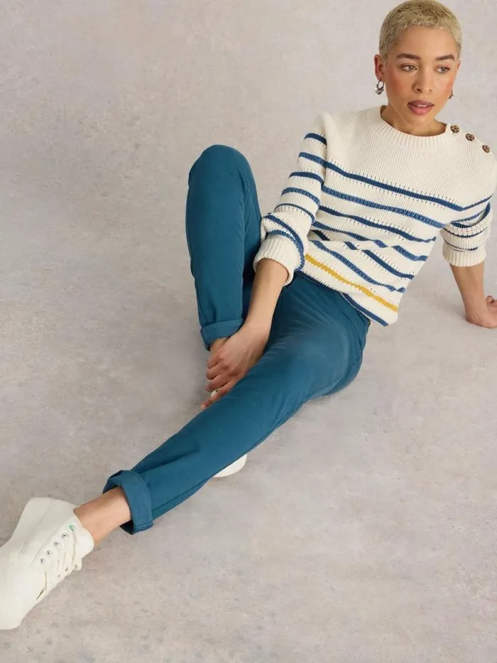 Women Janey Cotton Mid Rise Jegging Dk Teal White Stuff Jeans