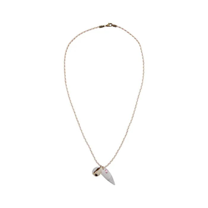 Women Jewelry Love Stories Necklace Shell and Cord Off White