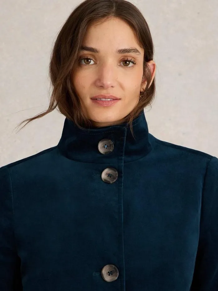 Women Karla Velvet Coat Dk Teal White Stuff Coats and Jackets