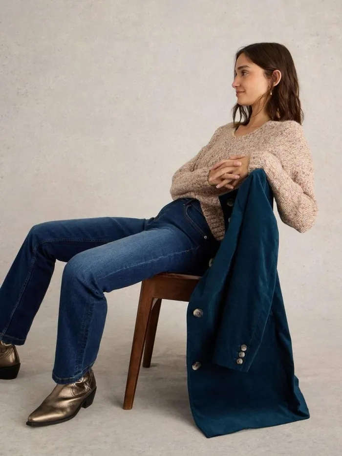 Women Karla Velvet Coat Dk Teal White Stuff Coats and Jackets