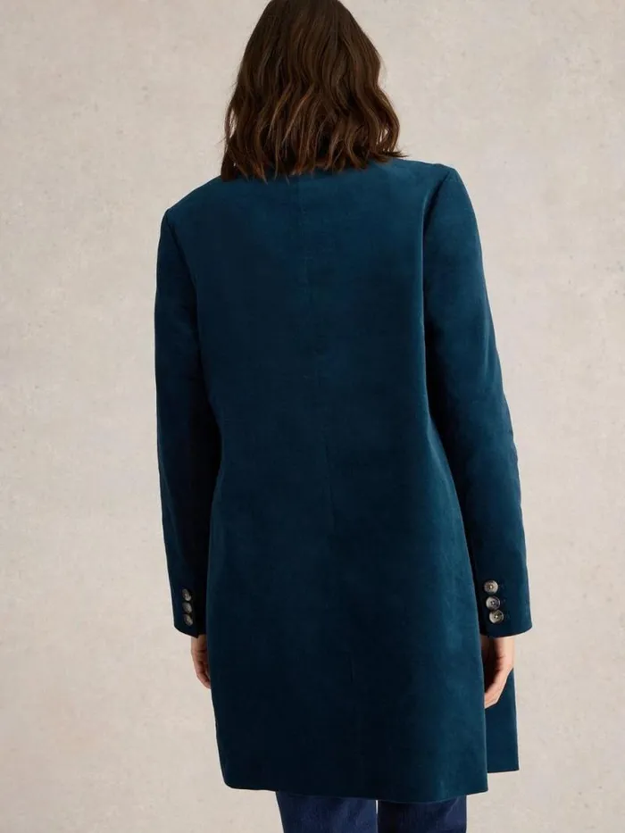 Women Karla Velvet Coat Dk Teal White Stuff Coats and Jackets