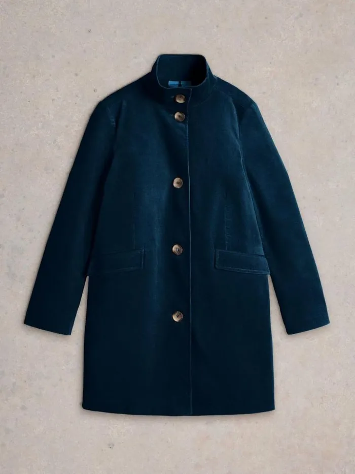 Women Karla Velvet Coat Dk Teal White Stuff Coats and Jackets