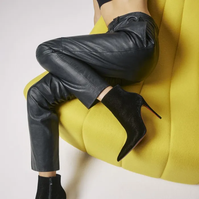 Women Kate Max Booty 100 Mm Low Boots 8211 Velvet D039Or 8211 Black Christian Louboutin Boots