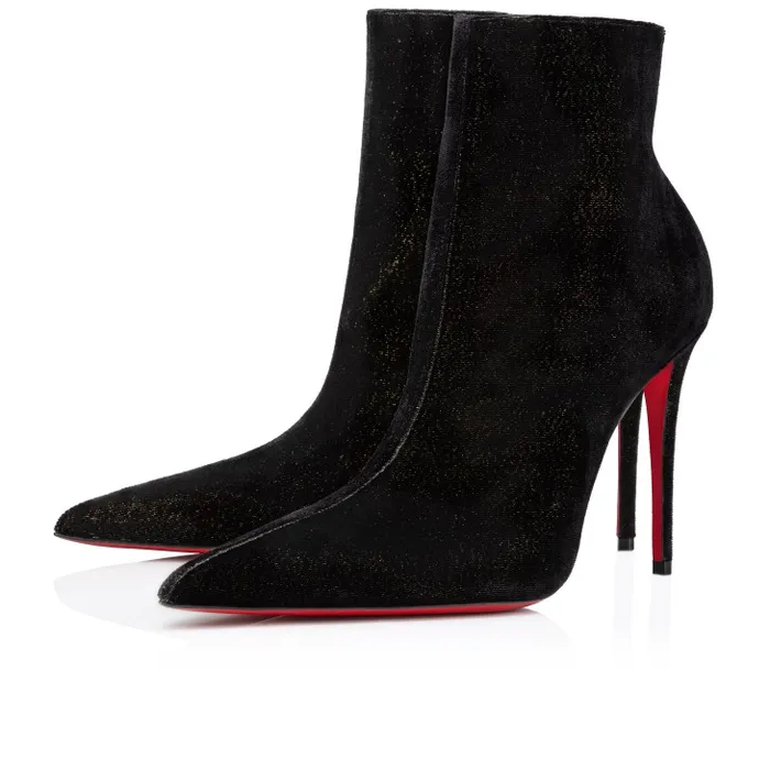 Women Kate Max Booty 100 Mm Low Boots 8211 Velvet D039Or 8211 Black Christian Louboutin Boots