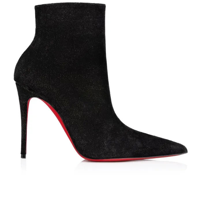 Women Kate Max Booty 100 Mm Low Boots 8211 Velvet D039Or 8211 Black Christian Louboutin Boots