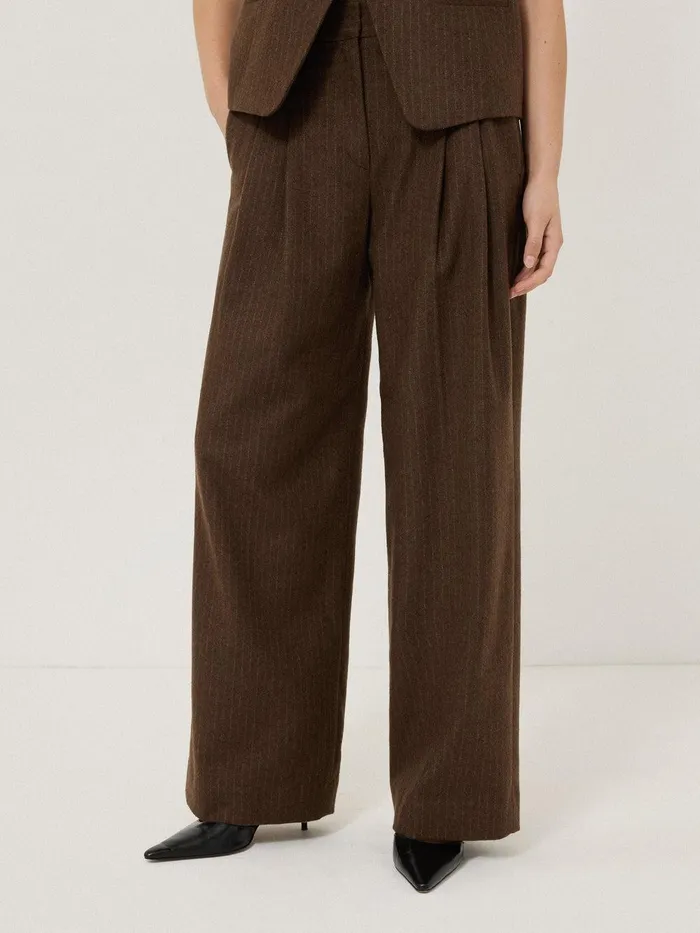 Women Kemp Wool Pinstripe Trouser Brown Jigsaw Trousers