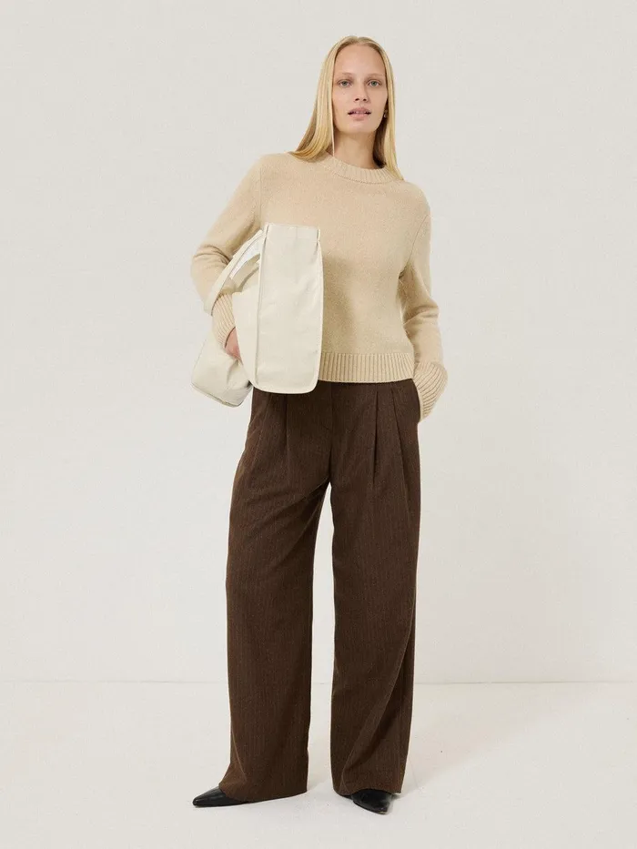 Women Kemp Wool Pinstripe Trouser Brown Jigsaw Trousers