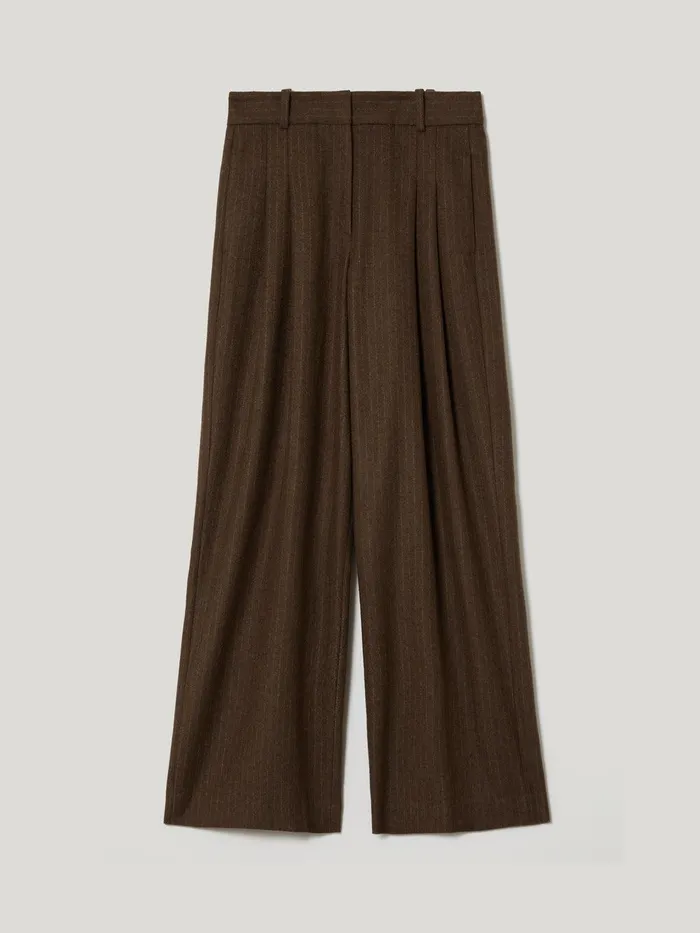 Women Kemp Wool Pinstripe Trouser Brown Jigsaw Trousers
