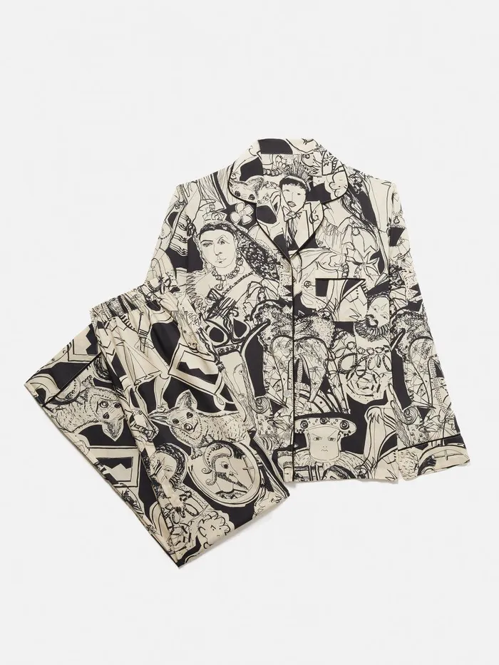 Women Kings and Queens Pyjama Monochrome Jigsaw Pyjamas and Loungewear