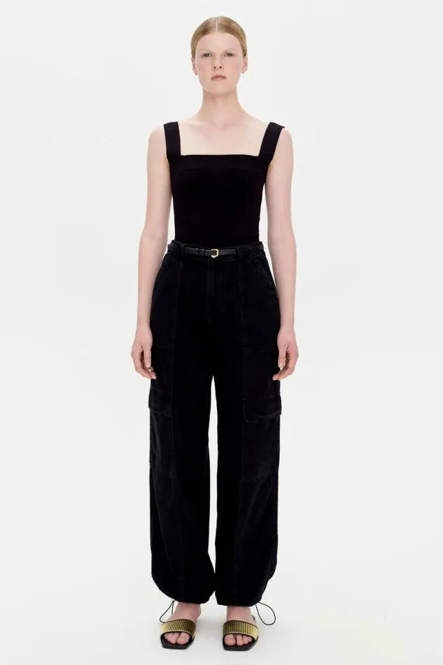Women Knitwear Jonathan Simkhai Madine Top Black Square Neck Top
