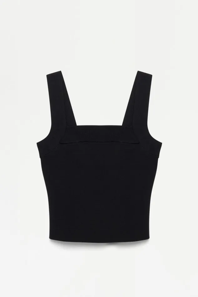 Women Knitwear Jonathan Simkhai Madine Top Black Square Neck Top Women Knitwear Jonathan Simkhai Madine Top Black Square Neck Top