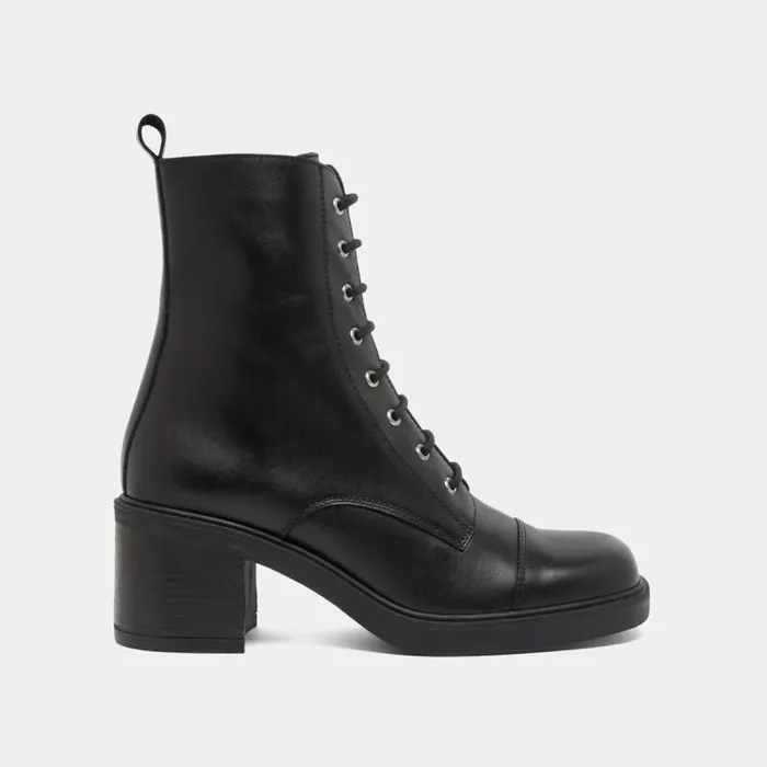 Women Laceup Ankle Boots With Back Elastic Straps Black JONAK Ankle Boots Lowboots