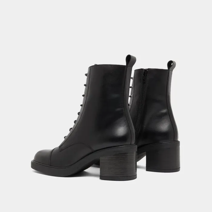 Women Laceup Ankle Boots With Back Elastic Straps Black JONAK Ankle Boots Lowboots