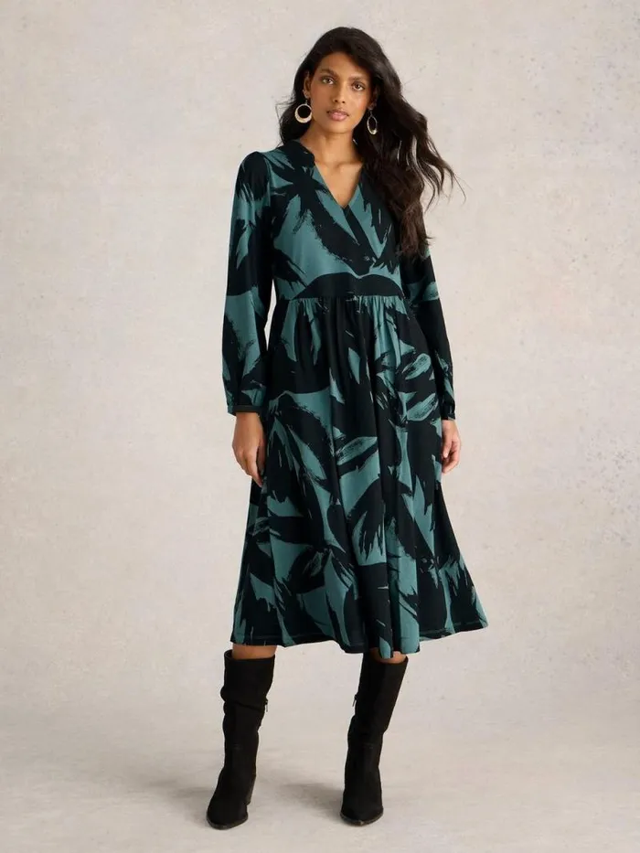 Women Leah Jersey Dress Green Print White Stuff Dresses