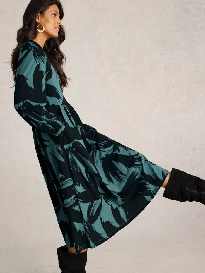 Women Leah Jersey Dress Green Print White Stuff Dresses
