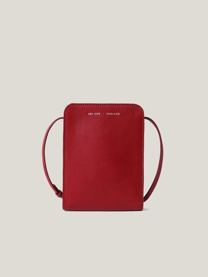 Women Leather Crossbody Phone Bag Red Jigsaw Bags