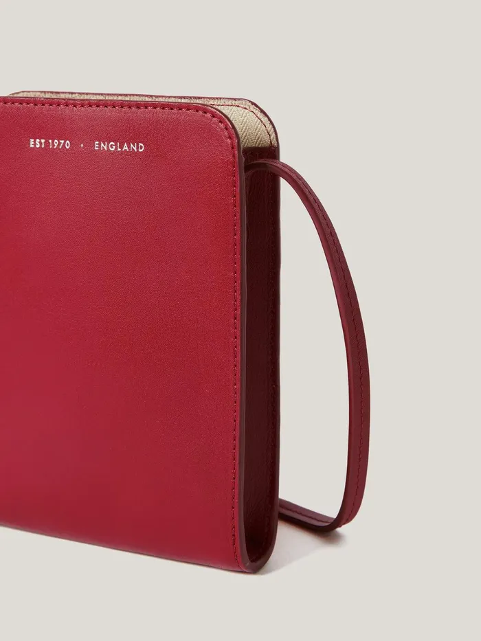 Women Leather Crossbody Phone Bag Red Jigsaw Bags