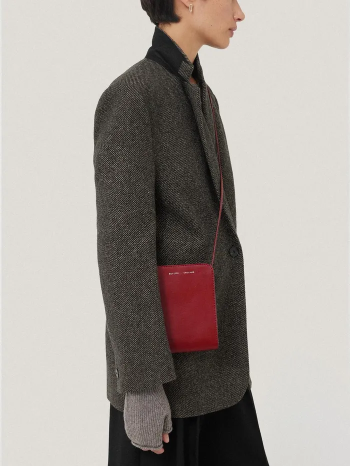 Women Leather Crossbody Phone Bag Red Jigsaw Bags