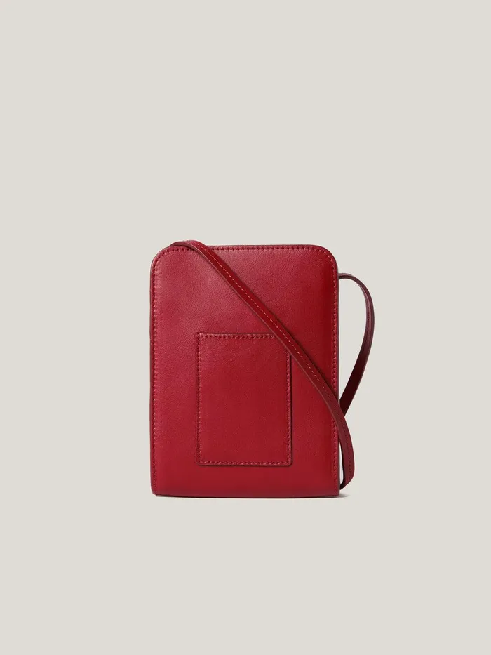 Women Leather Crossbody Phone Bag Red Jigsaw Bags