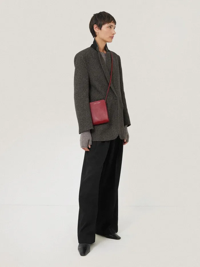 Women Leather Crossbody Phone Bag Red Jigsaw Bags