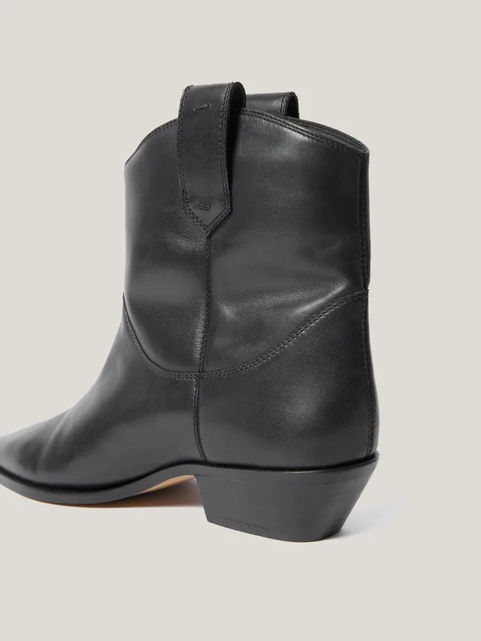 Women Leather Western Ankle Boot Black Jigsaw Boots