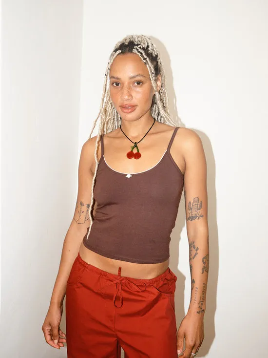 Women Lisa Says Gah Scoop Back Cami Mocha Tops