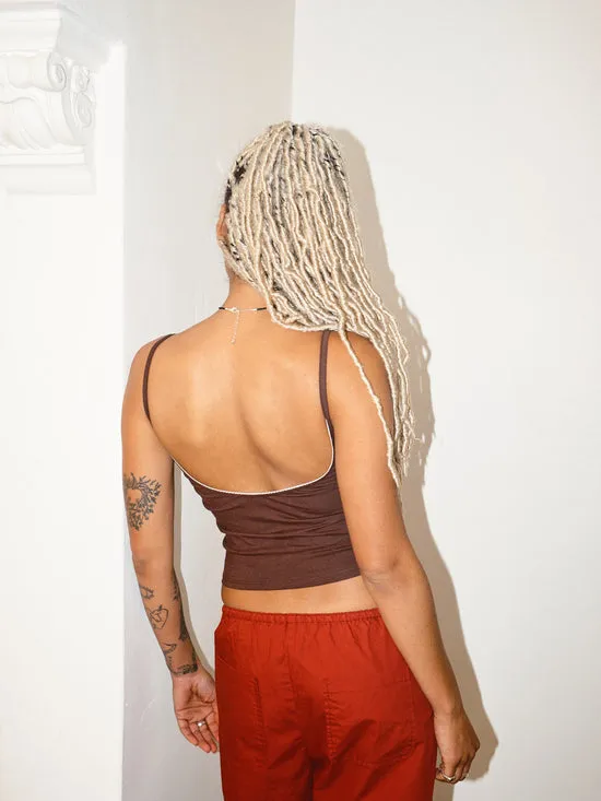 Women Lisa Says Gah Scoop Back Cami Mocha Tops