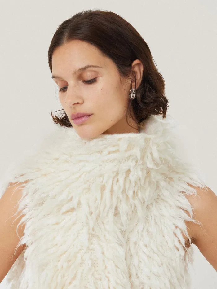 Women Looped Knitted Scarf Cream Jigsaw Knitwear and Cashmere