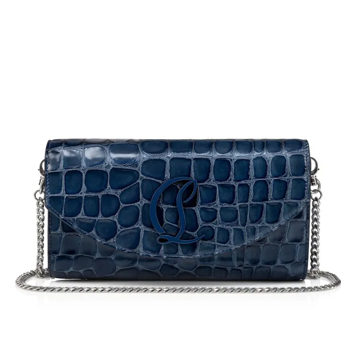 Women Loubi54 Wallet On Chain 8211 Alligator Embossed Calf Leather 8211 Denim Christian Louboutin Shoulder Bags