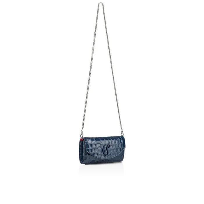 Women Loubi54 Wallet On Chain 8211 Alligator Embossed Calf Leather 8211 Denim Christian Louboutin Shoulder Bags