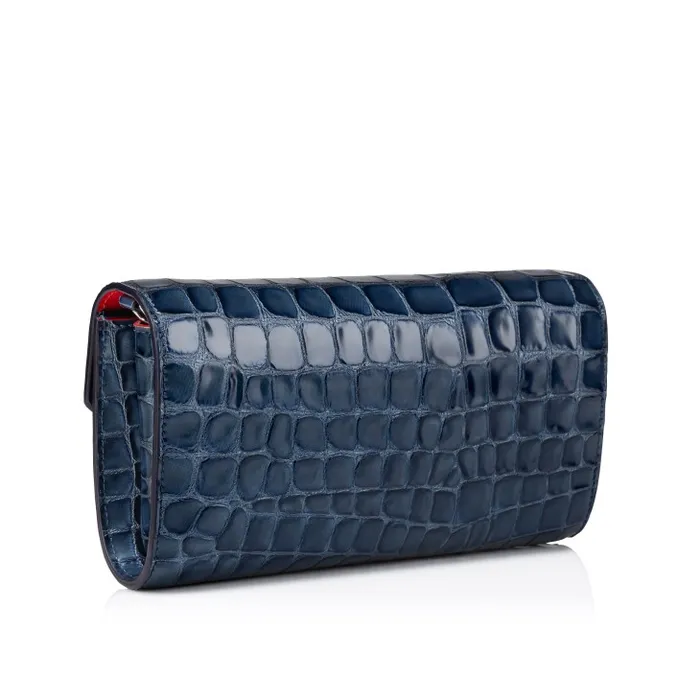 Women Loubi54 Wallet On Chain 8211 Alligator Embossed Calf Leather 8211 Denim Christian Louboutin Shoulder Bags