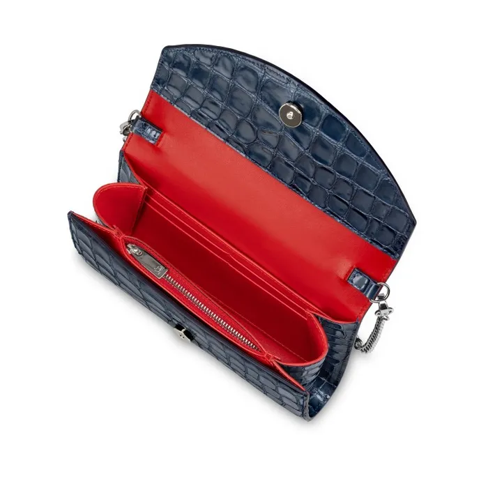 Women Loubi54 Wallet On Chain 8211 Alligator Embossed Calf Leather 8211 Denim Christian Louboutin Shoulder Bags