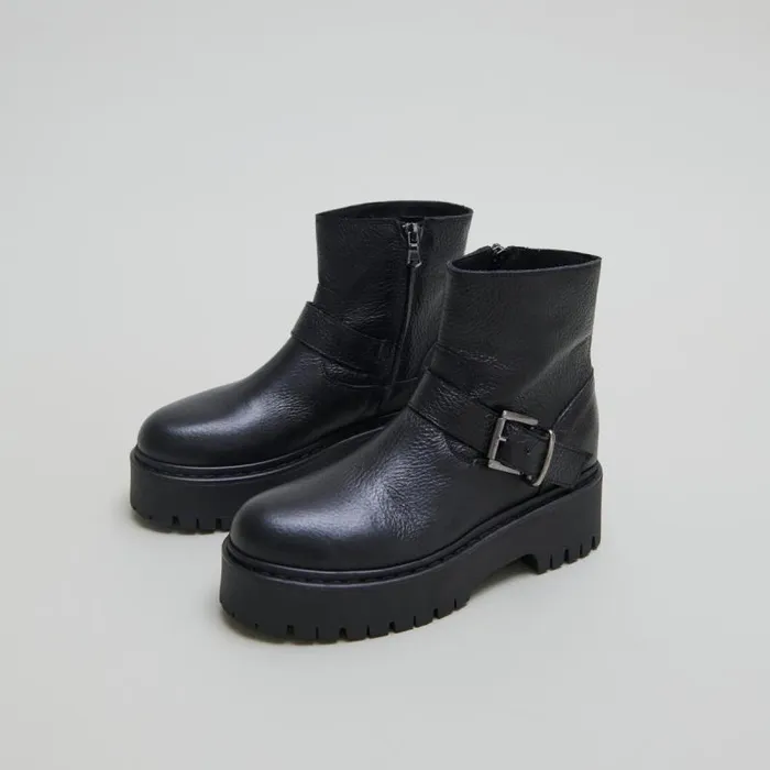 Women Lowboots With Notched Soles And Buckles Black JONAK Ankle Boots Lowboots