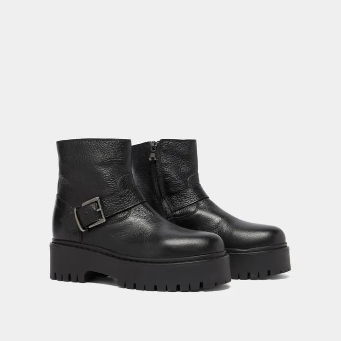 Women Lowboots With Notched Soles And Buckles Black JONAK Ankle Boots Lowboots