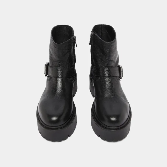 Women Lowboots With Notched Soles And Buckles Black JONAK Ankle Boots Lowboots