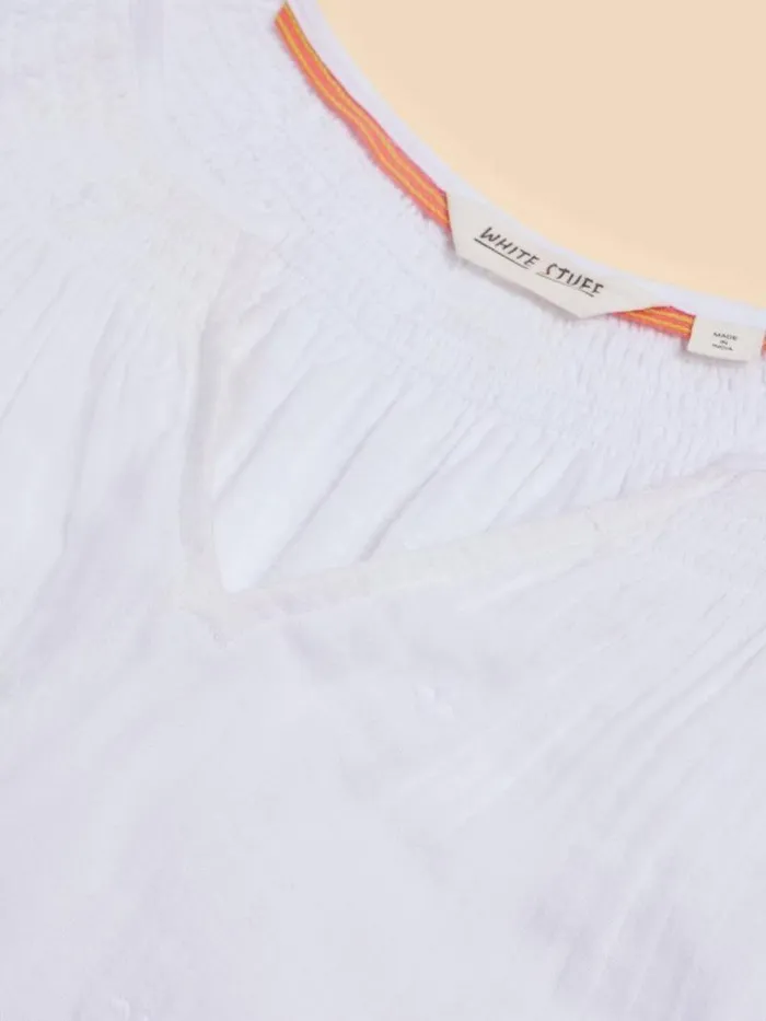 Women LUELLA NOTCH NECK EMB TOP Brilliant White White Stuff Tops and Tees Women LUELLA NOTCH NECK EMB TOP Brilliant White White Stuff Tops and Tees