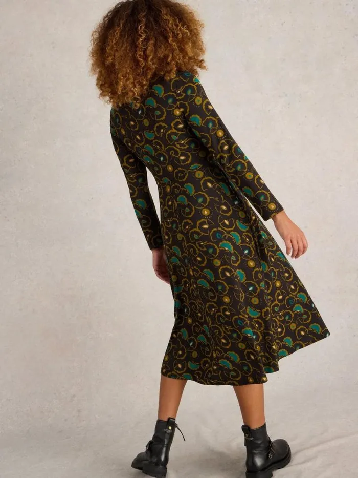 Women Madeline Jersey Midi Dress Black Multi White Stuff Dresses Women Madeline Jersey Midi Dress Black Multi White Stuff Dresses