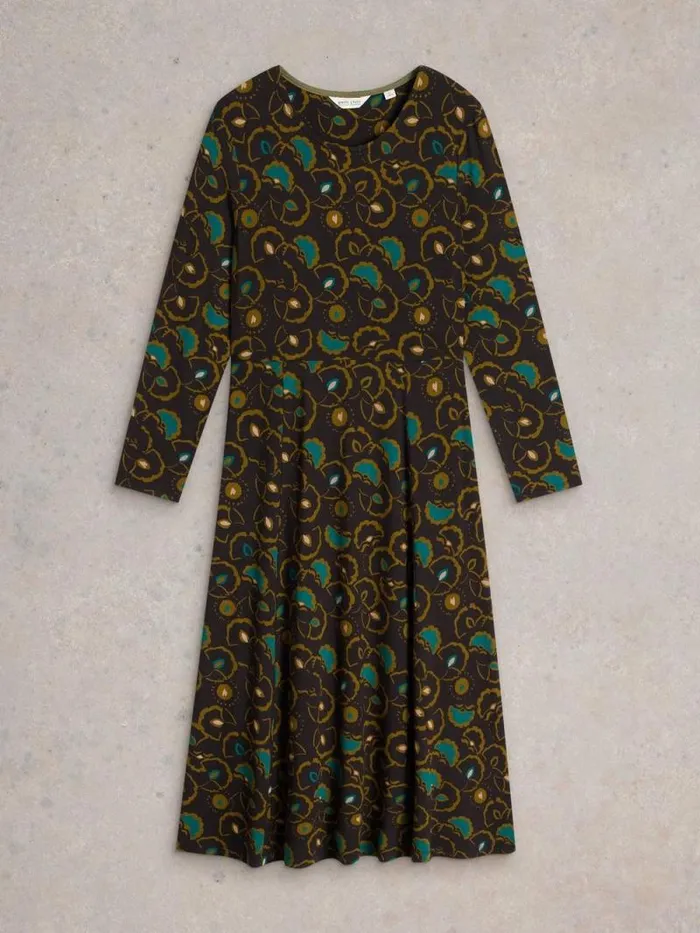 Women Madeline Jersey Midi Dress Black Multi White Stuff Dresses Women Madeline Jersey Midi Dress Black Multi White Stuff Dresses