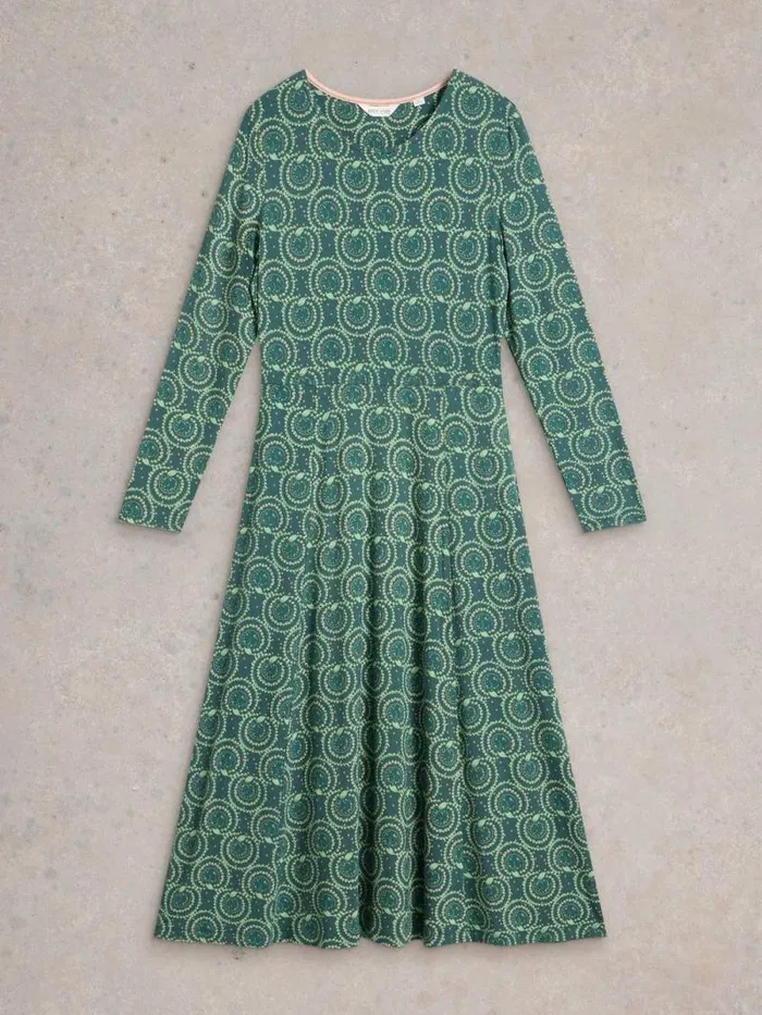 Women Madeline Jersey Midi Dress Teal Print White Stuff Dresses Women Madeline Jersey Midi Dress Teal Print White Stuff Dresses