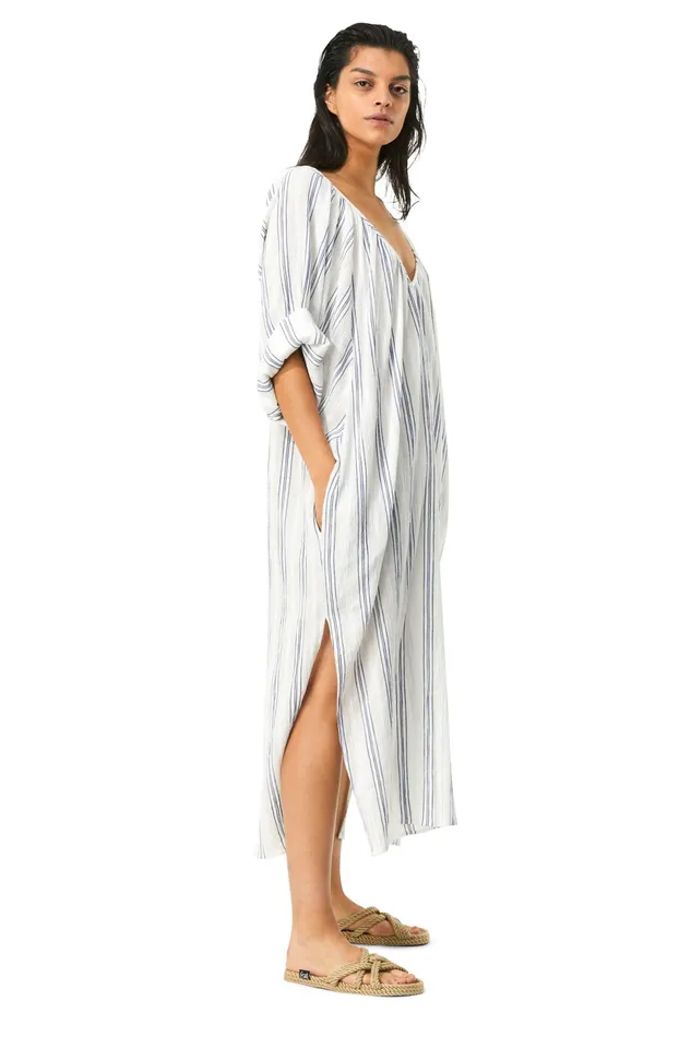 Women Mara Hoffman Dresses Luz Coverup Blue Cream Women Mara Hoffman Dresses Luz Coverup Blue Cream